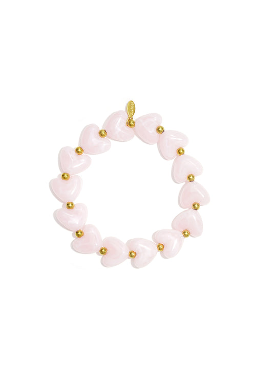 Bracciale elastico con perline a forma di cuore