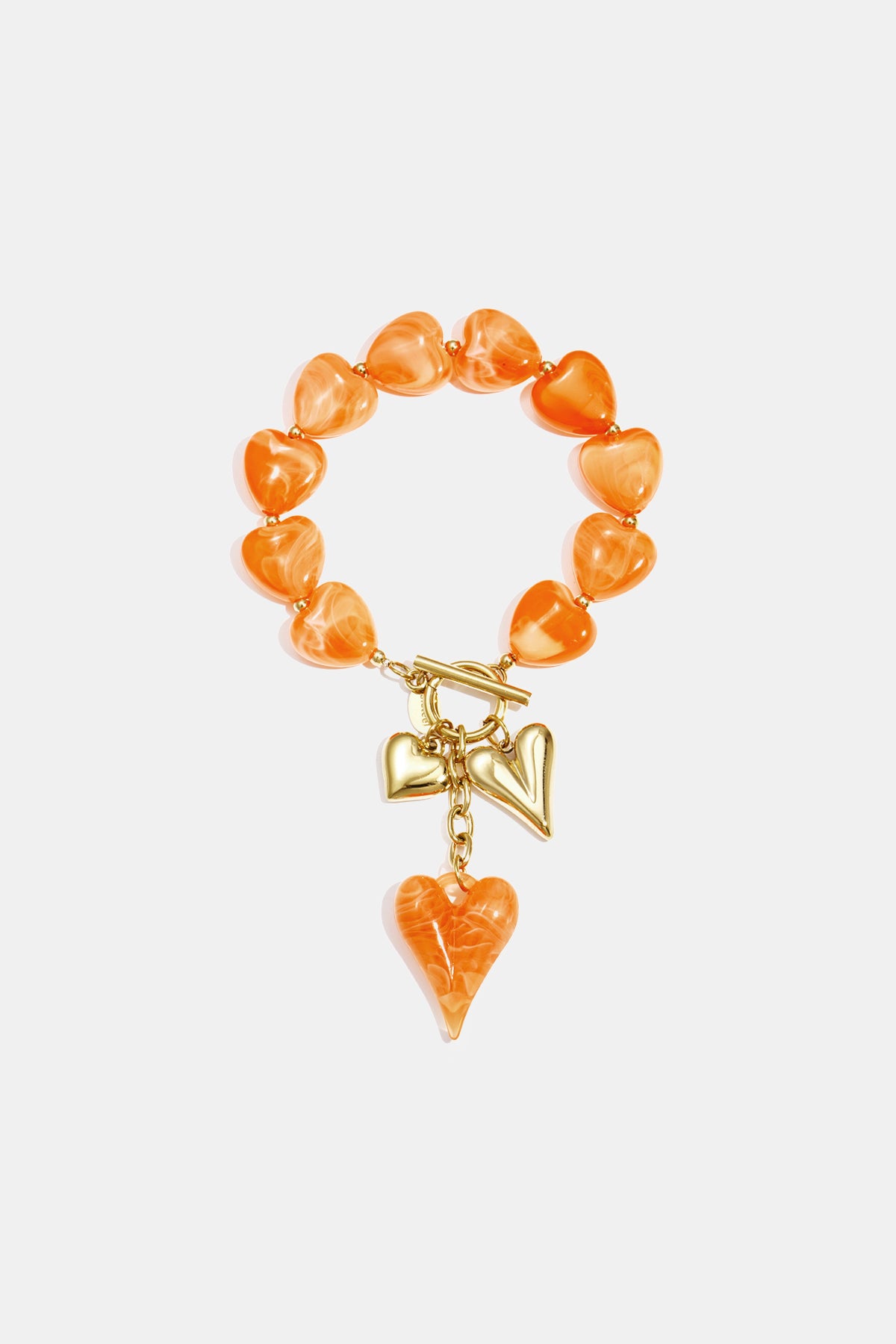 Braccialetto di perline con ciondoli a forma di cuore pendenti